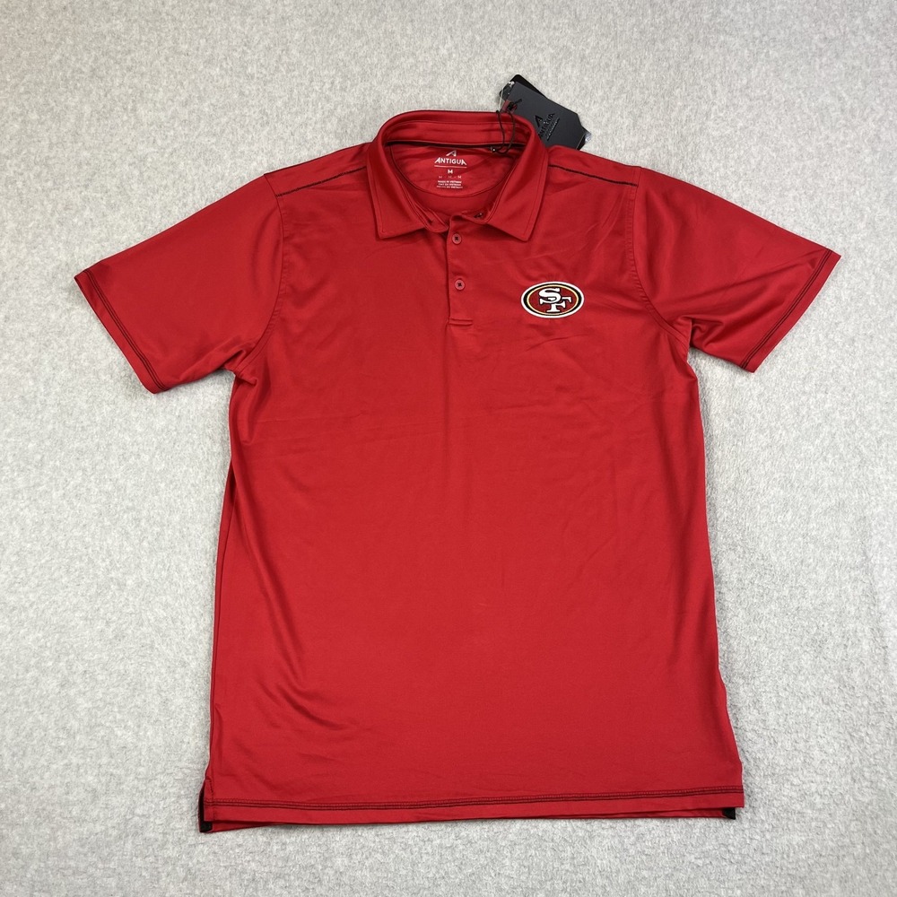 San Francisco 49ers Polo Shirt Mens Medium Antigua Signal Red Coach NFL Football